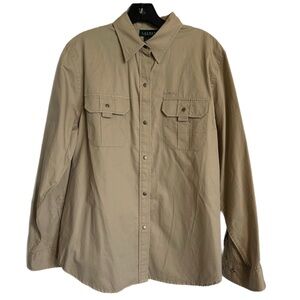 Lauren Ralph Lauren Women’s Tan Long Sleeve Button-Up Shirt